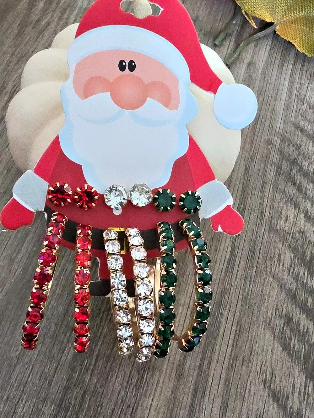 Santa Rhinestone Jewelry Set in Gold & Red